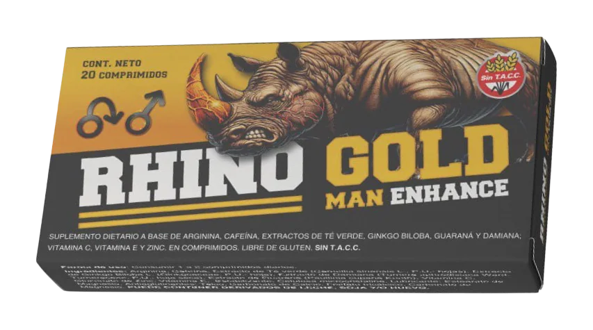 Rhino Gold: suplemento masculino para el rendimiento y la energía, envase 20 comprimidos de 600 mg