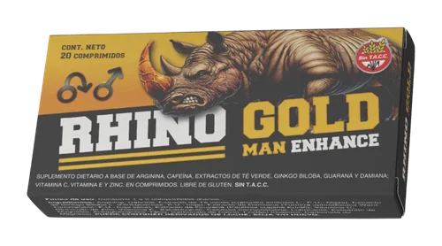 Rhino Gold: suplemento masculino para el rendimiento y la energía, envase 20 comprimidos de 600 mg