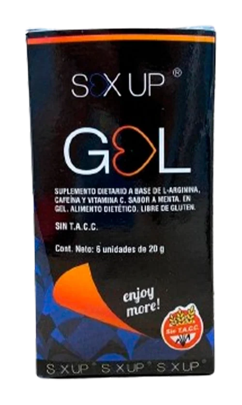 Sex Up Gel: gel energético masculino con L-arginina y cafeína, envase 6 sobres de 20 g