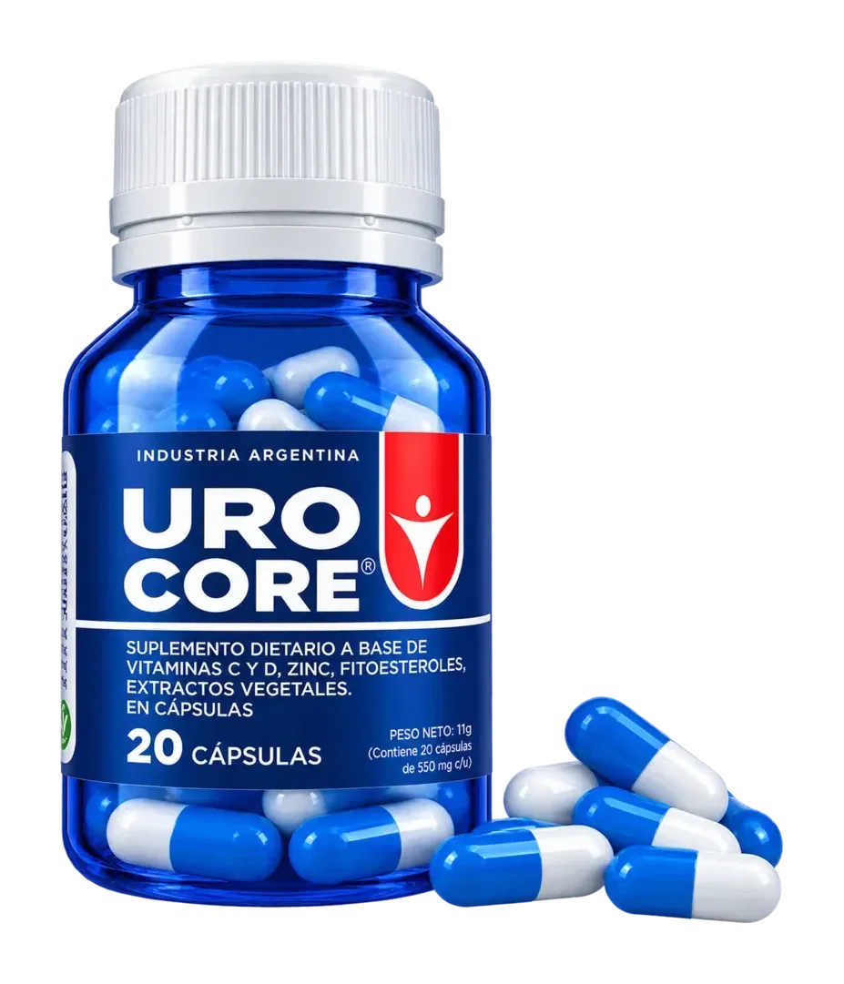 UROCORE: suplemento dietario para el bienestar prostático y urinario masculino, envase 20 cápsulas de 550 mg